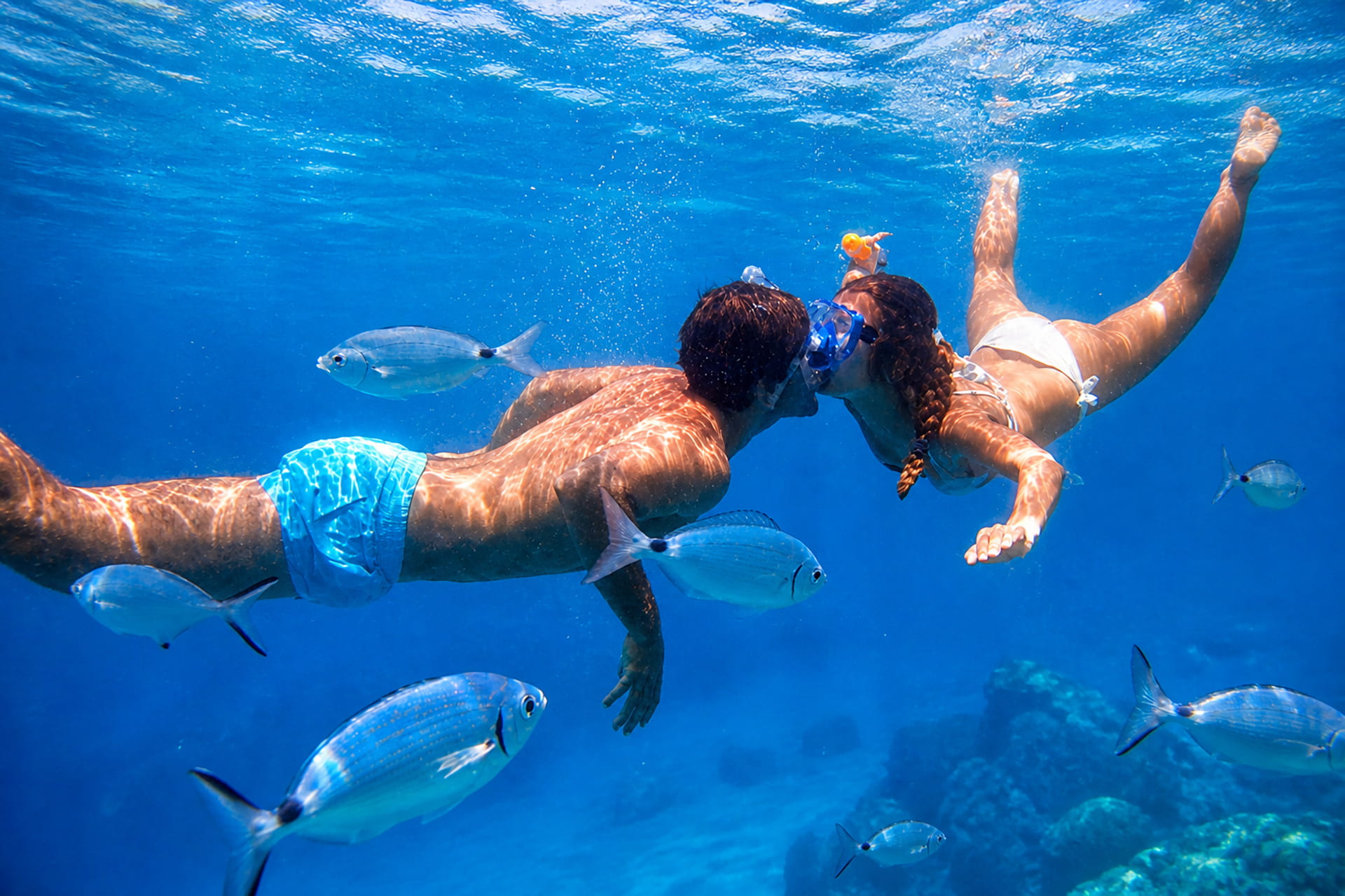Pareja haciendo snorkel en Isla de Lobos